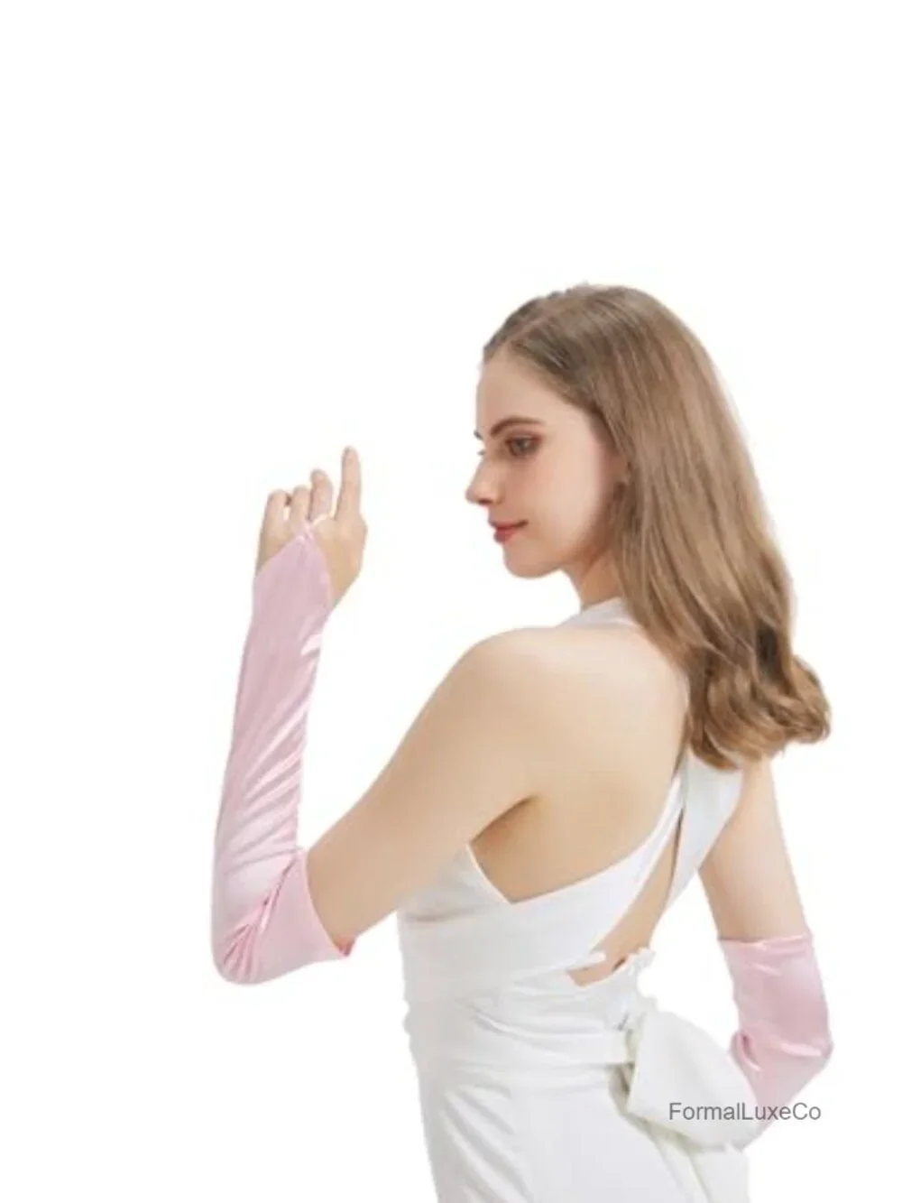 Women's Fingerless Long Satin Gloves Costume Accessory